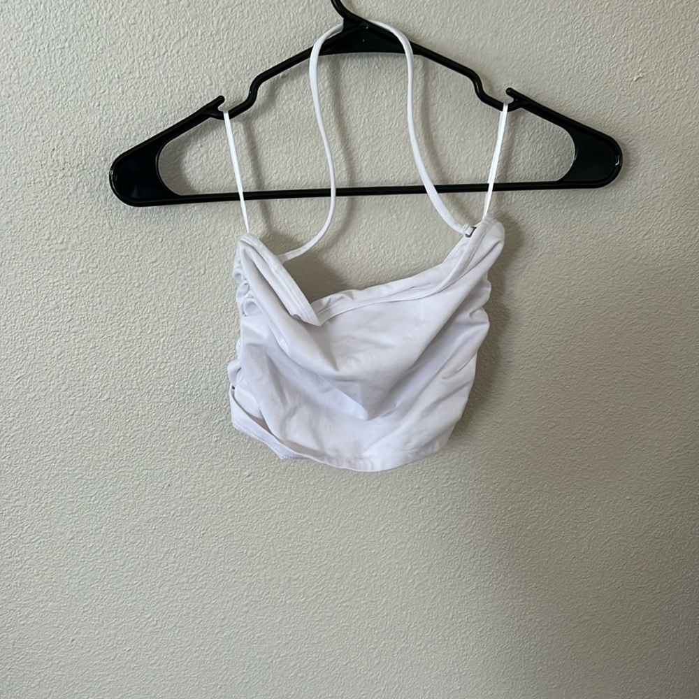 Abercrombie & Fitch White Cropped Adjustable halter or tube top